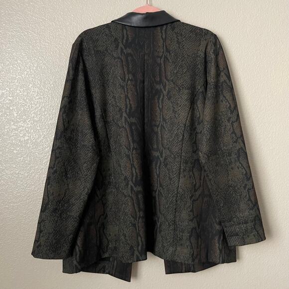 Liverpool Blazer Womens Large Black Green Reptile Snake Print Preppy Retro Goth - Picture 8 of 11